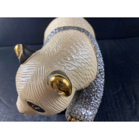 Large Adult De Rosa Rinconada Panda Figurine 17 cm x 10cm Ceramic Gold - Picture 10 of 12